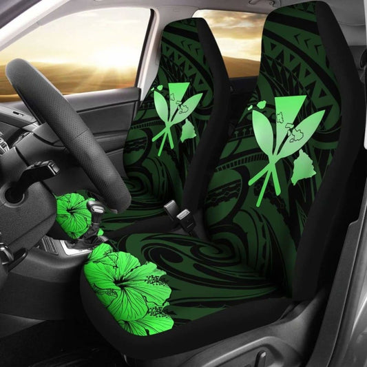 Hawaiian Kanaka Car Seat Covers Hibiscus Polynesian Love Green 232125 - YourCarButBetter