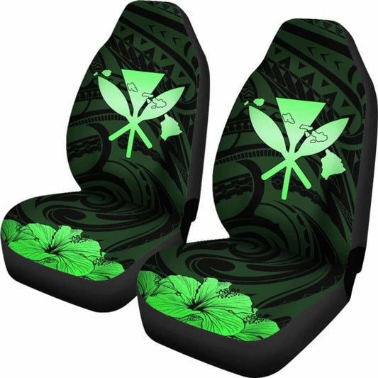 Hawaiian Kanaka Car Seat Covers Hibiscus Polynesian Love Green 232125 - YourCarButBetter