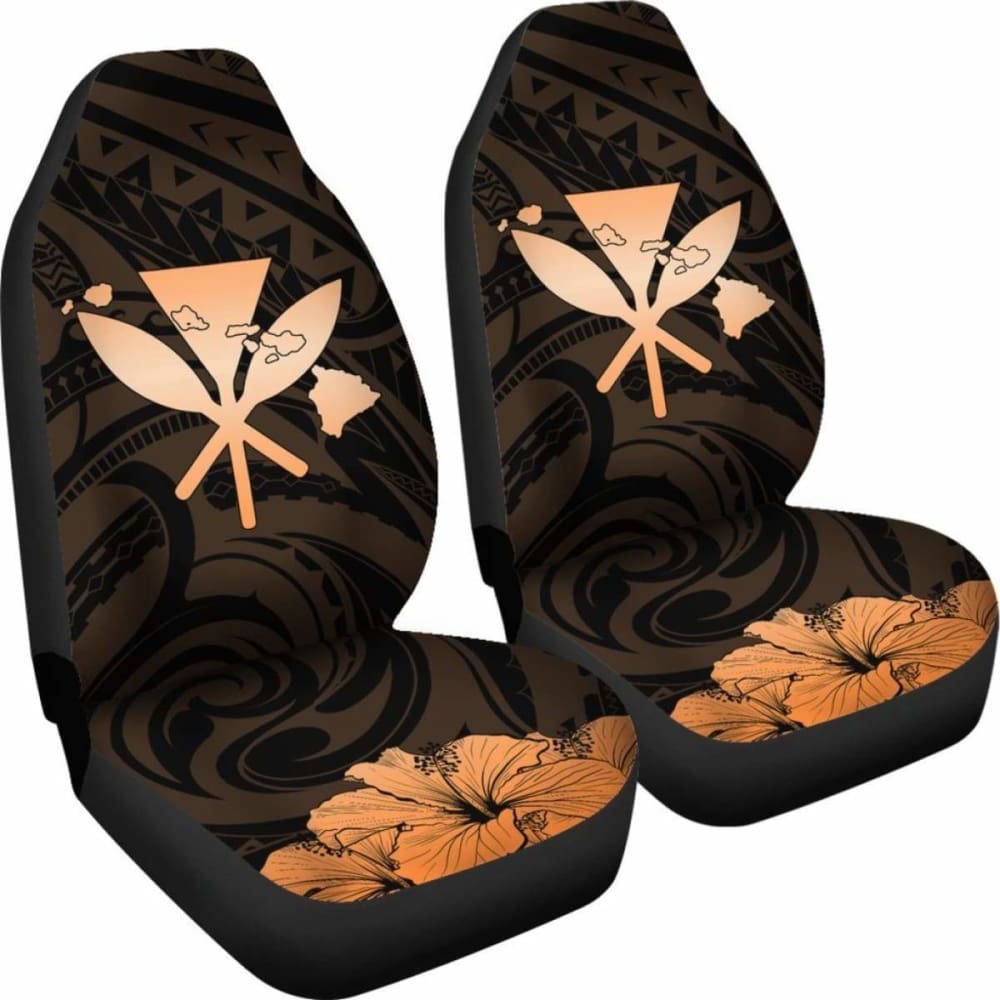 Hawaiian Kanaka Car Seat Covers Hibiscus Polynesian Love Orange 232125 - YourCarButBetter