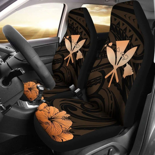Hawaiian Kanaka Car Seat Covers Hibiscus Polynesian Love Orange 232125 - YourCarButBetter