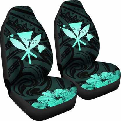 Hawaiian Kanaka Car Seat Covers Hibiscus Polynesian Love Turquoise 232125 - YourCarButBetter