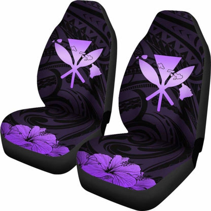 Hawaiian Kanaka Car Seat Covers Hibiscus Polynesian Love Violet 232125 - YourCarButBetter