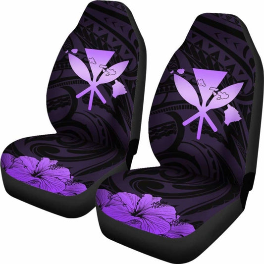 Hawaiian Kanaka Car Seat Covers Hibiscus Polynesian Love Violet 232125 - YourCarButBetter