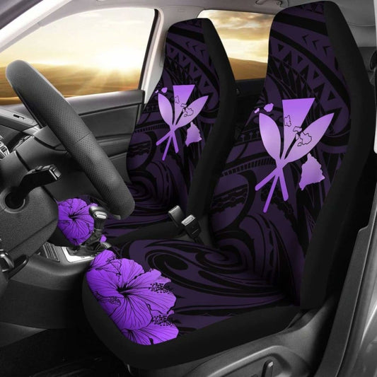 Hawaiian Kanaka Car Seat Covers Hibiscus Polynesian Love Violet 232125 - YourCarButBetter