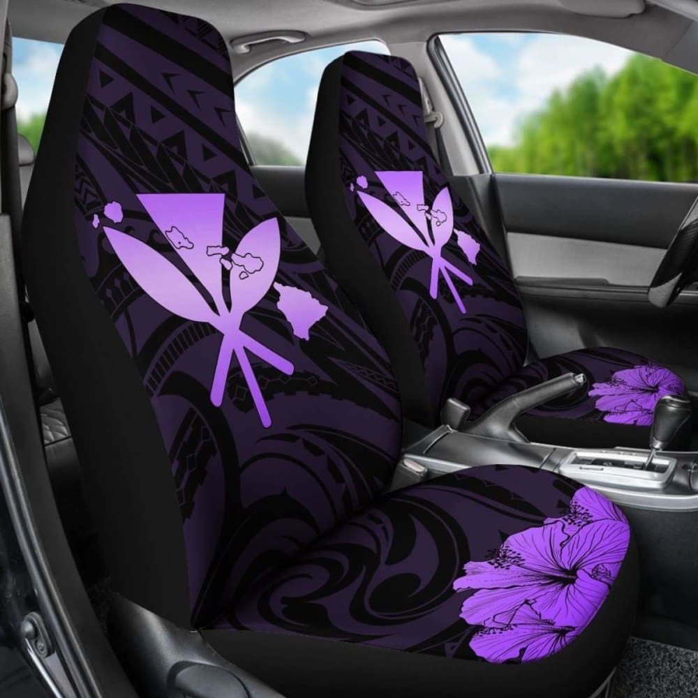 Hawaiian Kanaka Car Seat Covers Hibiscus Polynesian Love Violet 232125 - YourCarButBetter