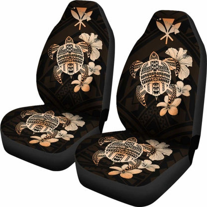 Hawaiian Kanaka Hibiscus Plumeria Mix Polynesian Turtle Car Seat Covers Orange New Awesome 091114 - YourCarButBetter