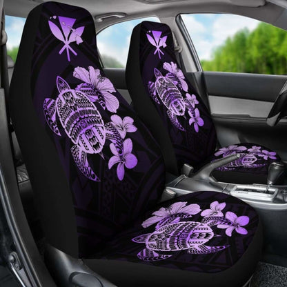 Hawaiian Kanaka Hibiscus Plumeria Mix Polynesian Turtle Car Seat Covers Violet New Awesome 091114 - YourCarButBetter