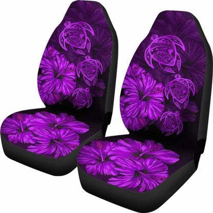 Hawaiian Map Turtle Hibiscus Purple Vintage Polynesian Car Seat Covers - New 091114 - YourCarButBetter