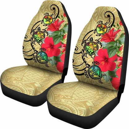 Hawaiian Marble Turtles Hibiscus Car Seat Covers (Set Of 2) - Ah 110424 - YourCarButBetter