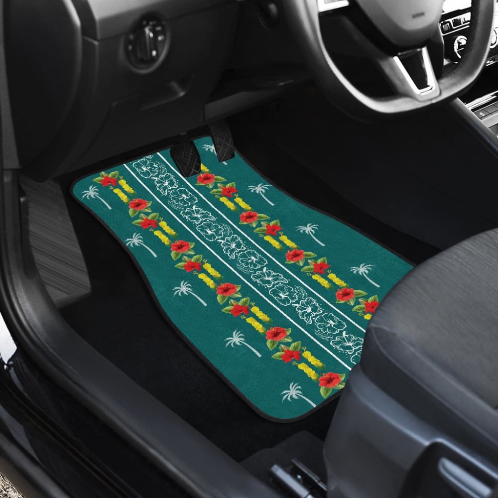 Hawaiian Print With Red Hibiscus Flowers Pattern Car Floor Mats 211205 - YourCarButBetter