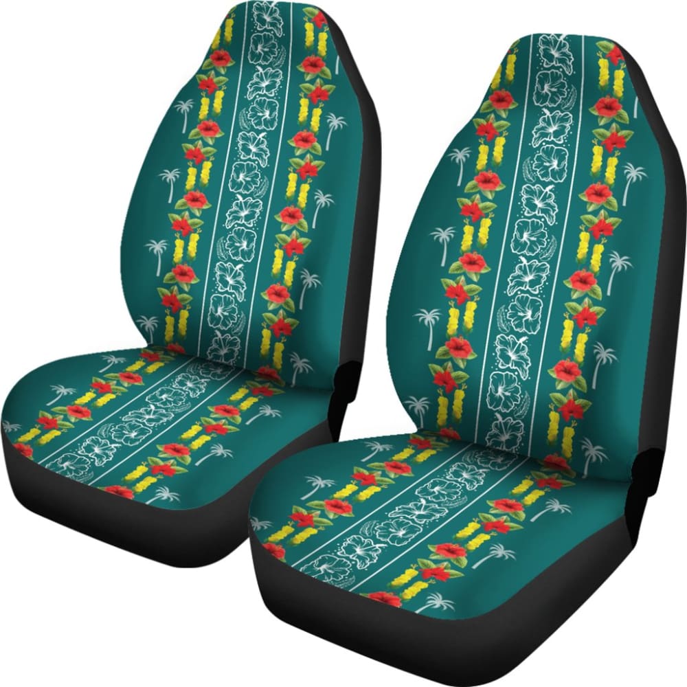 Hawaiian Print With Red Hibiscus Flowers Pattern Car Seat Covers 211205 - YourCarButBetter