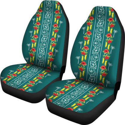 Hawaiian Print With Red Hibiscus Flowers Pattern Car Seat Covers 211205 - YourCarButBetter