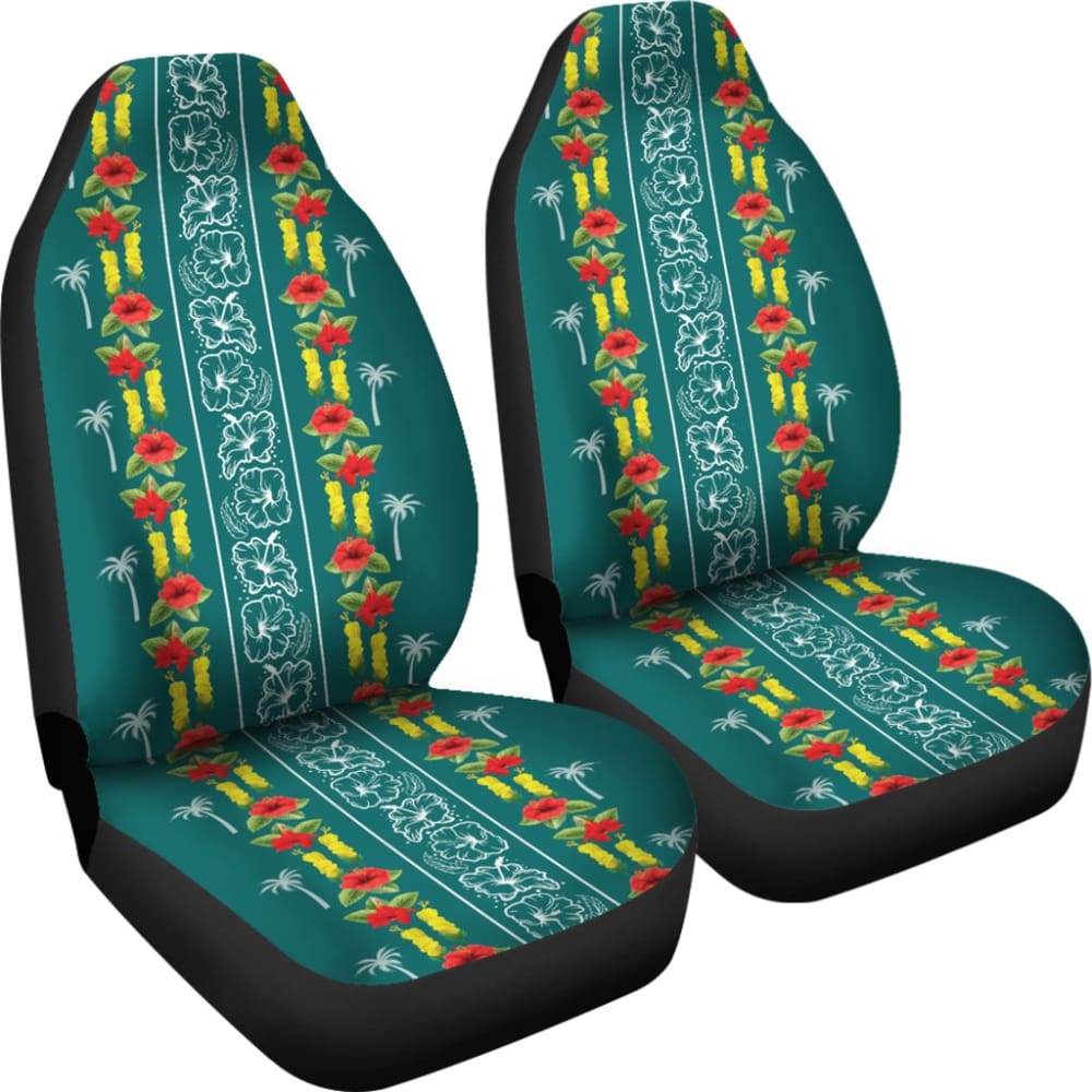 Hawaiian Print With Red Hibiscus Flowers Pattern Car Seat Covers 211205 - YourCarButBetter