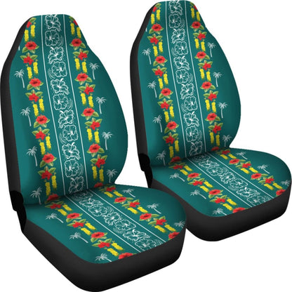 Hawaiian Print With Red Hibiscus Flowers Pattern Car Seat Covers 211205 - YourCarButBetter