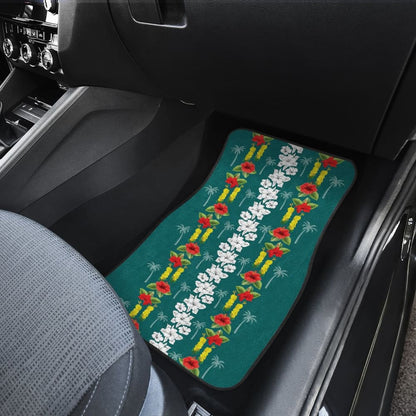 Hawaiian Print With White Hibiscus Flowers Pattern Car Floor Mats 211205 - YourCarButBetter
