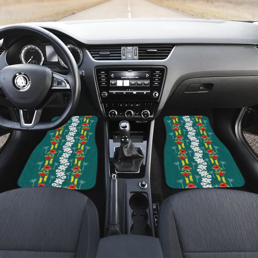 Hawaiian Print With White Hibiscus Flowers Pattern Car Floor Mats 211205 - YourCarButBetter