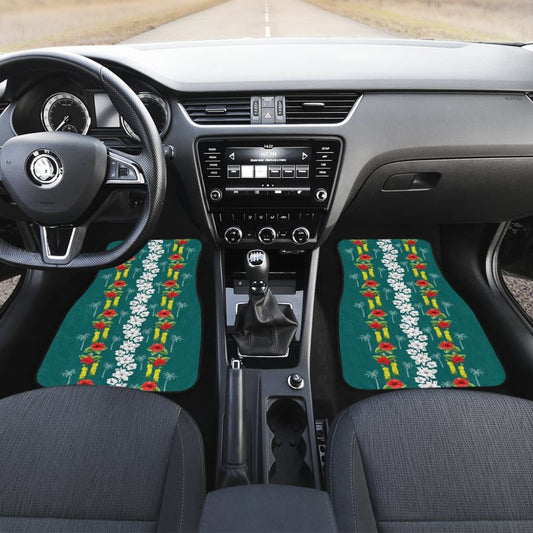Hawaiian Print With White Hibiscus Flowers Pattern Car Floor Mats 211205 - YourCarButBetter