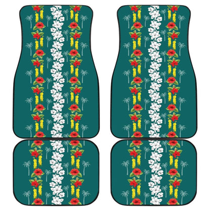 Hawaiian Print With White Hibiscus Flowers Pattern Car Floor Mats 211205 - YourCarButBetter