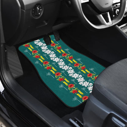 Hawaiian Print With White Hibiscus Flowers Pattern Car Floor Mats 211205 - YourCarButBetter