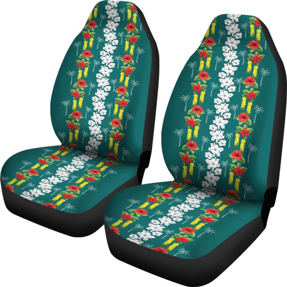 Hawaiian Print With White Hibiscus Flowers Pattern Car Seat Covers 211205 - YourCarButBetter