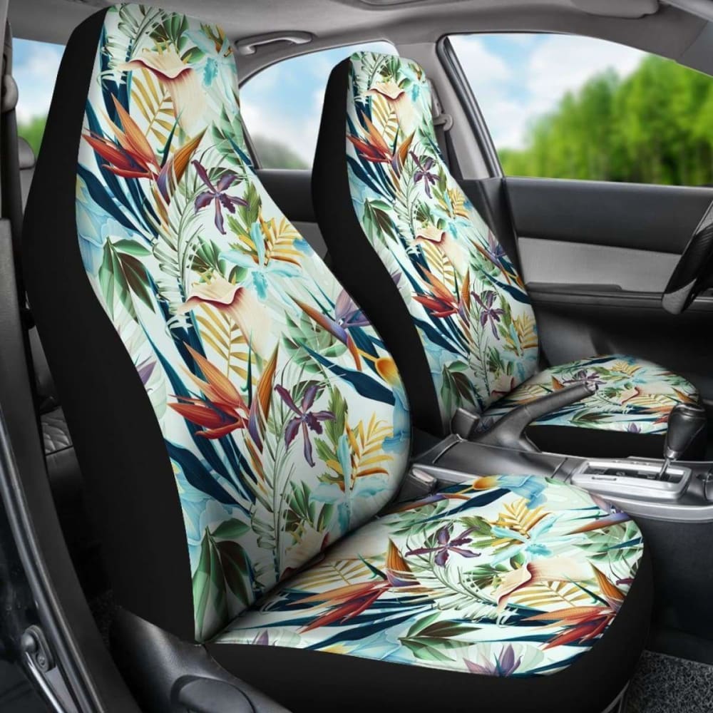 Hawaiian Tropical Flower Plant And Leaf Pattern Car Seat Cover Amazing 105905 - YourCarButBetter