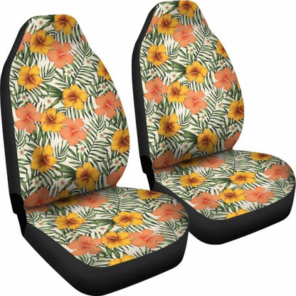 Hawaiian Tropical Flowers Hibiscus Pink Yellow Car Seat Cover - 232125 - YourCarButBetter