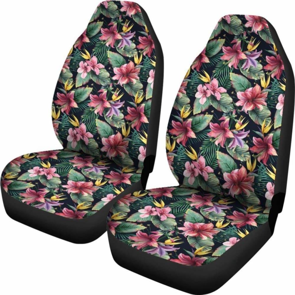 Hawaiian Tropical Flowers Palm And Leaves Car Seat Cover - 174914 - YourCarButBetter