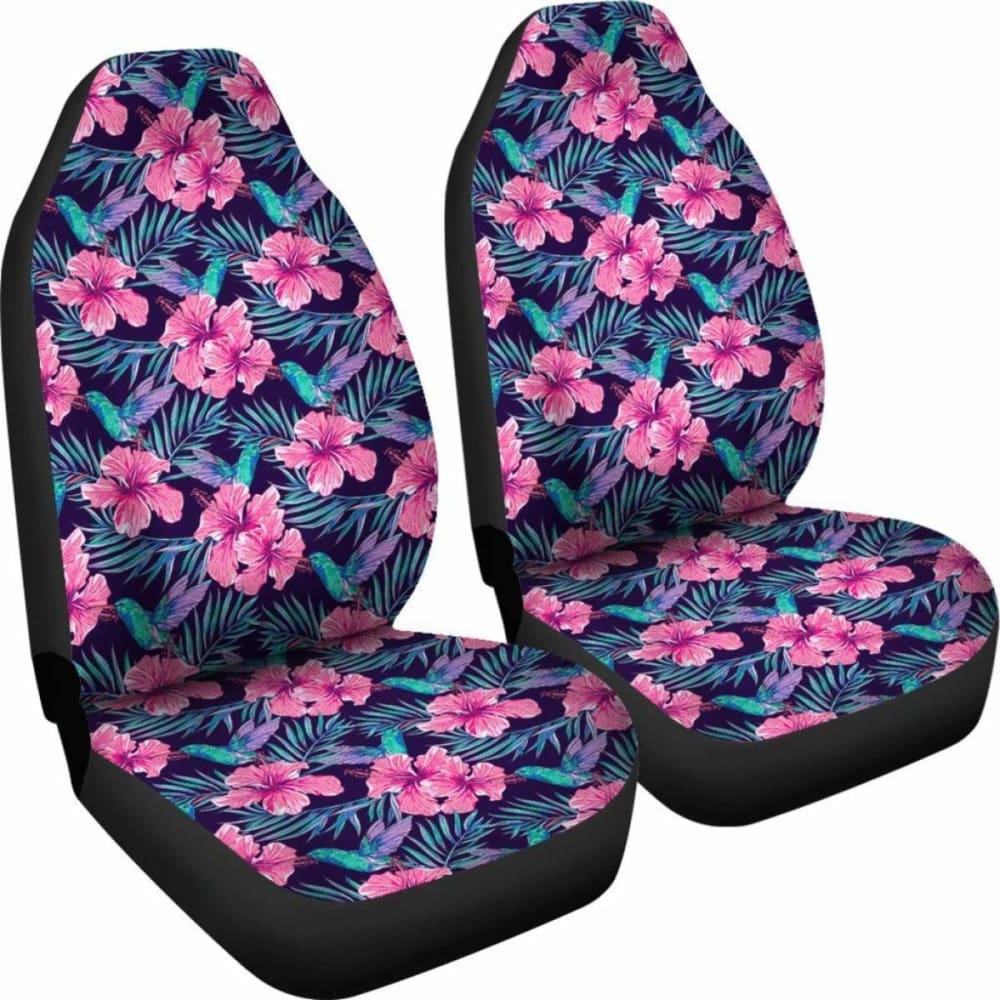 Hawaiian Tropical Flowers With Hummingbirds Palm Leaves Car Seat Cover - 174914 - YourCarButBetter