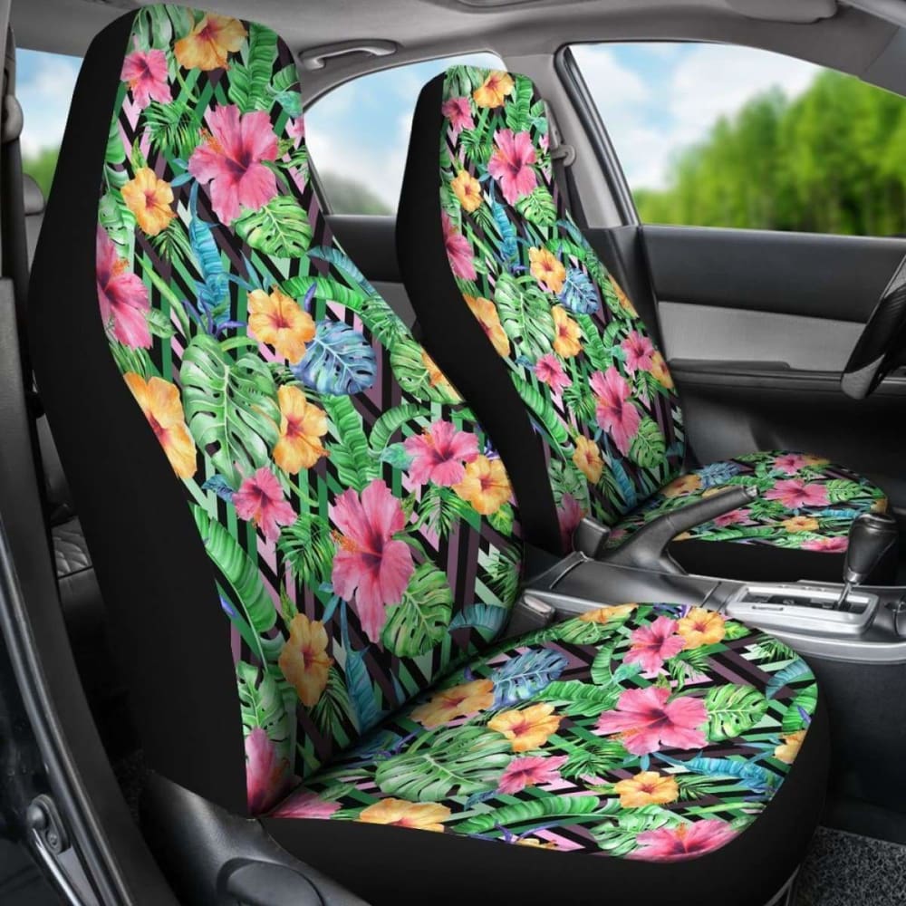Hawaiian Tropical Hibiscus Banana Leafs Car Seat Cover - 232125 - YourCarButBetter