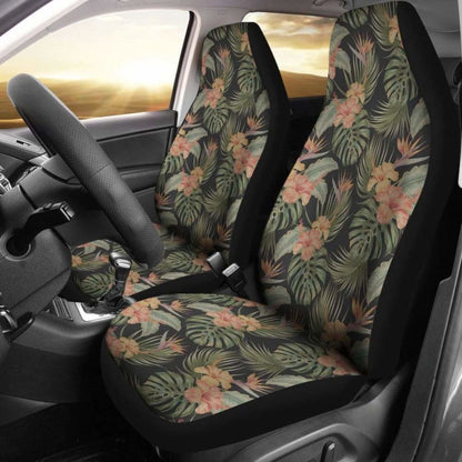Hawaiian Tropical Hibiscus Monstera Leaf Car Seat Cover - 232125 - YourCarButBetter