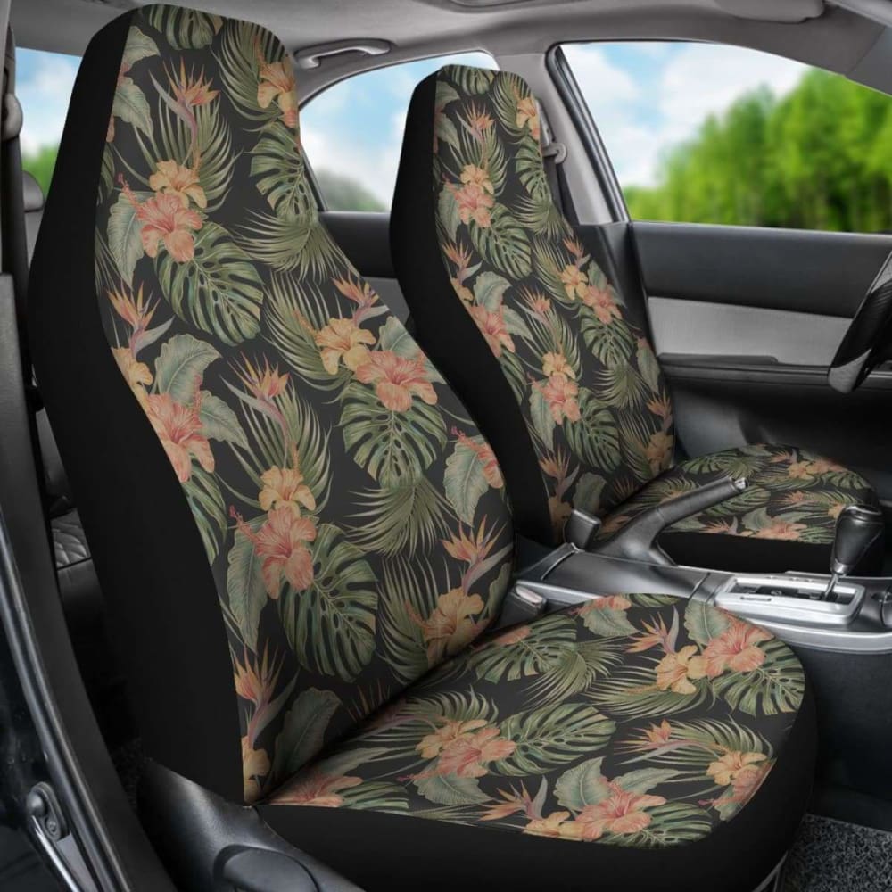 Hawaiian Tropical Hibiscus Monstera Leaf Car Seat Cover - 232125 - YourCarButBetter