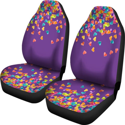 Heart Confetti Car Seat Covers Seat Protectors On Purple Background 101819 - YourCarButBetter
