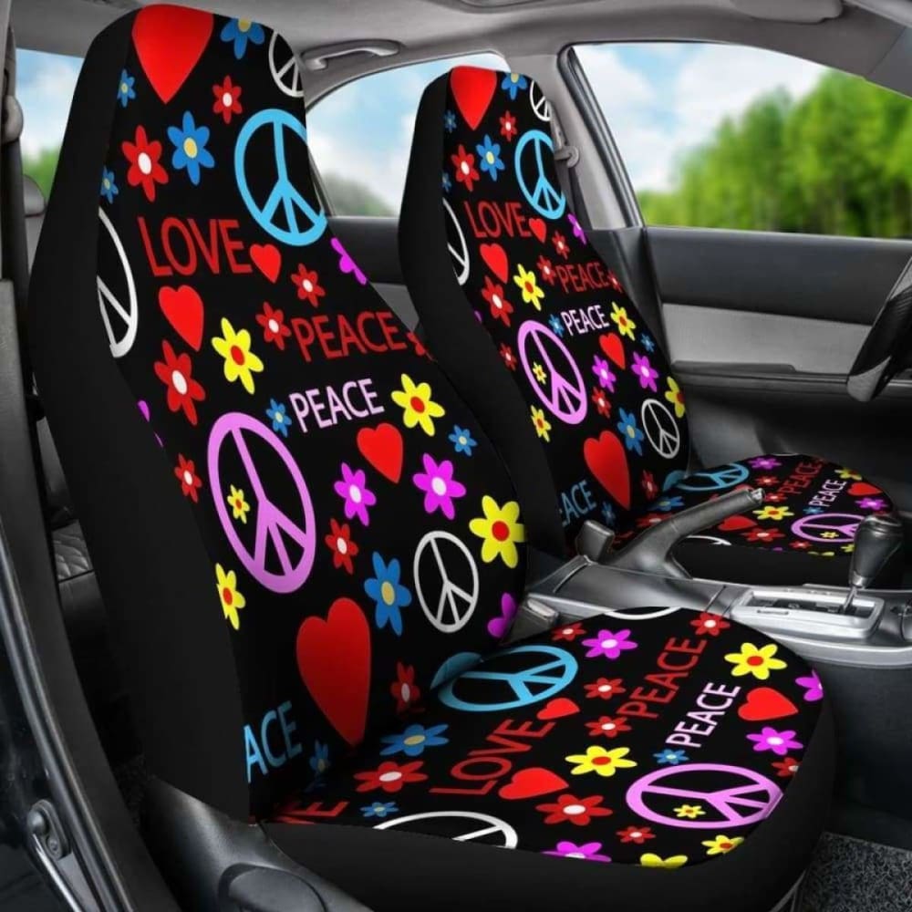 Heart Love Peace Car Seat Covers | Give Your Car A Makeover! 221205 - YourCarButBetter