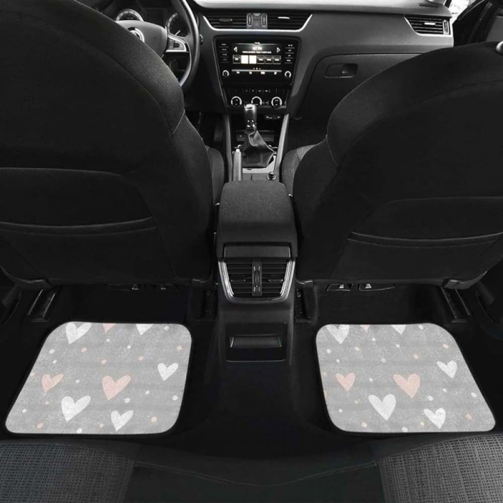 Heart Pattern Gray Background Front And Back Car Mats 174914 - YourCarButBetter