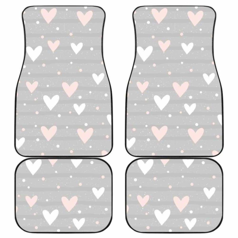 Heart Pattern Gray Background Front And Back Car Mats 174914 - YourCarButBetter