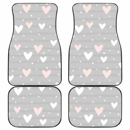 Heart Pattern Gray Background Front And Back Car Mats 174914 - YourCarButBetter