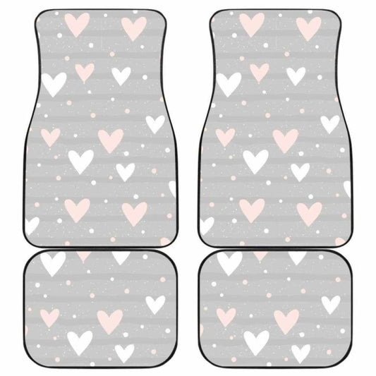 Heart Pattern Gray Background Front And Back Car Mats 174914 - YourCarButBetter