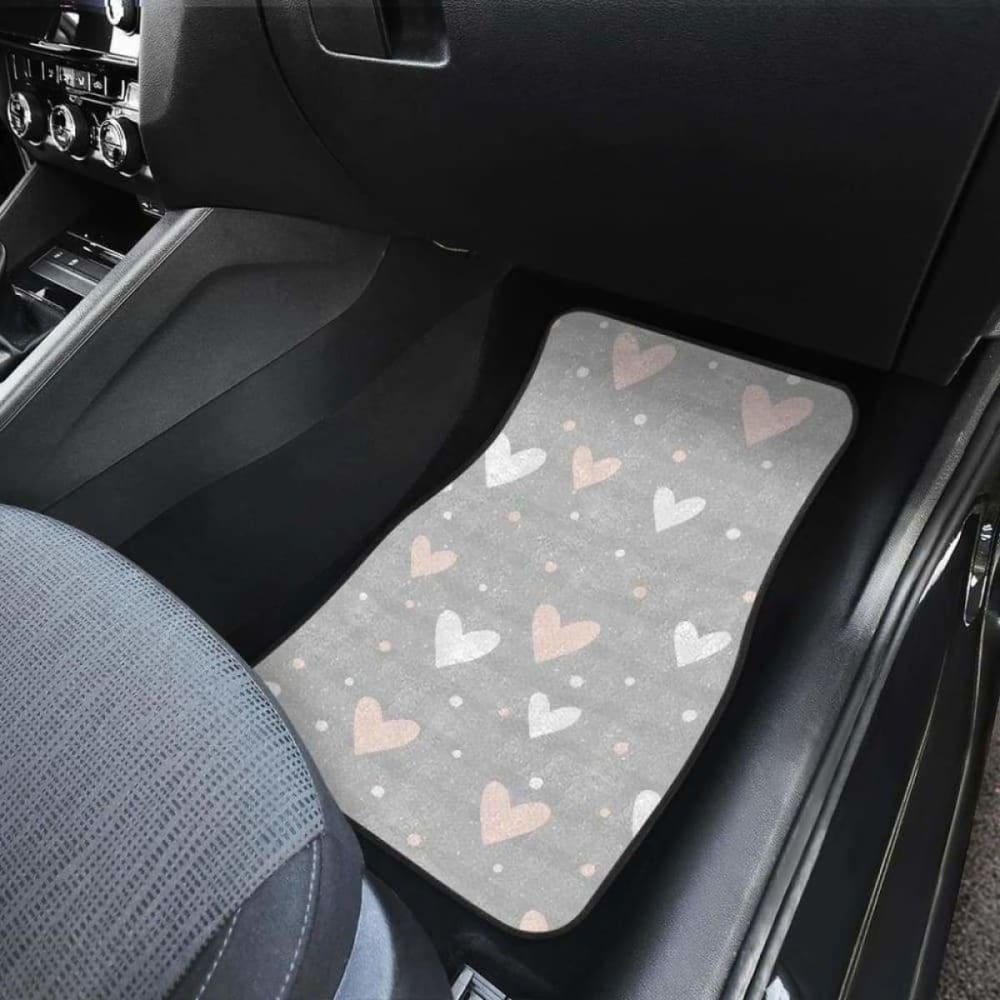 Heart Pattern Gray Background Front And Back Car Mats 174914 - YourCarButBetter