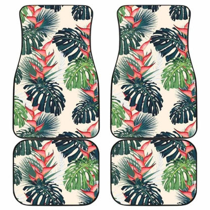 Heliconia Flowers Palm And Monstera Leaves Front And Back Car Mats 174914 - YourCarButBetter