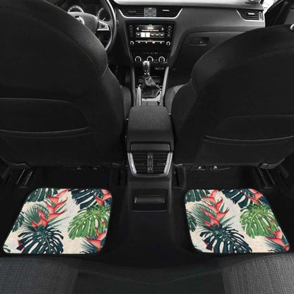 Heliconia Flowers Palm And Monstera Leaves Front And Back Car Mats 174914 - YourCarButBetter