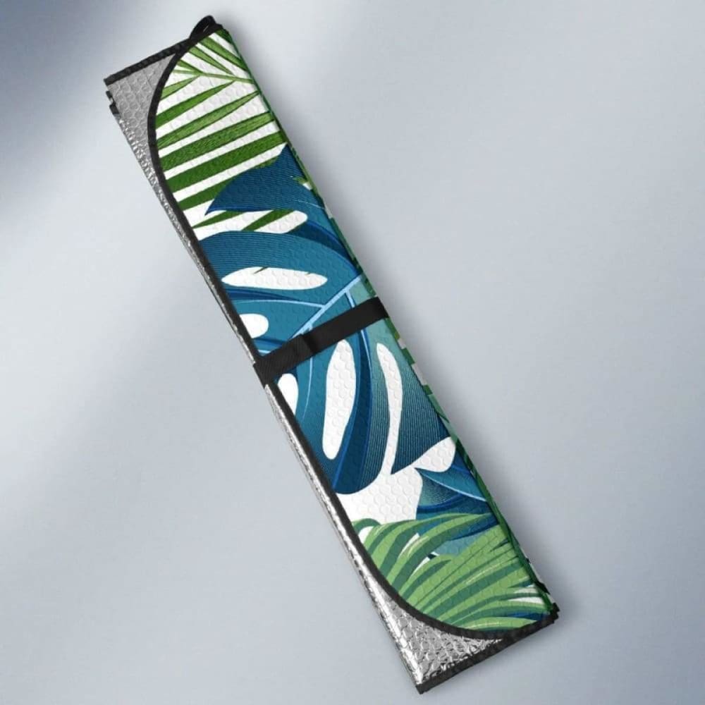 Heliconia Palm And Monstera Leaves Pattern Car Auto Sun Shades 182102 - YourCarButBetter