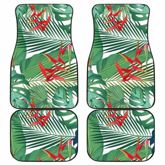 Heliconia Palm And Monstera Leaves Pattern Front And Back Car Mats 174914 - YourCarButBetter