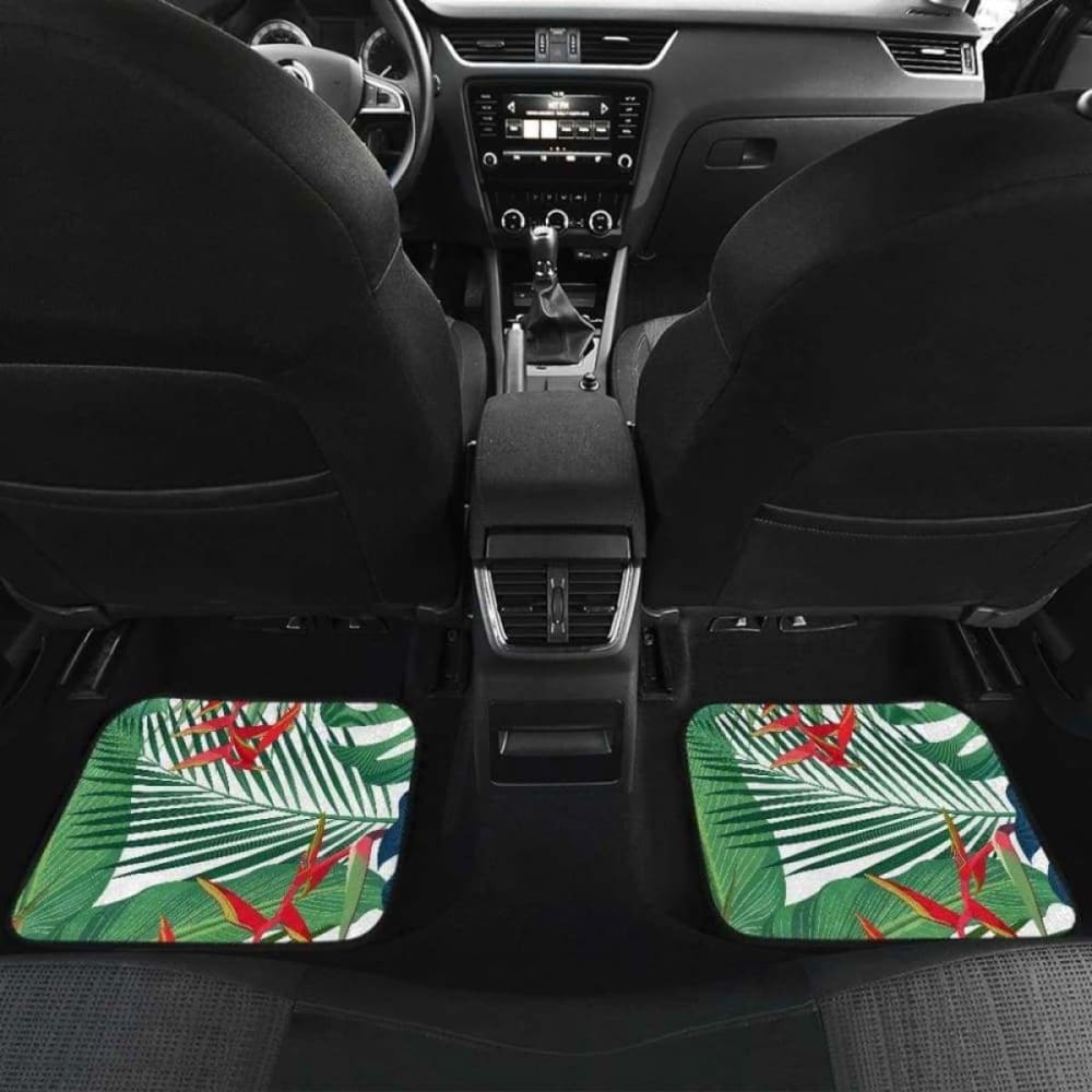 Heliconia Palm And Monstera Leaves Pattern Front And Back Car Mats 174914 - YourCarButBetter