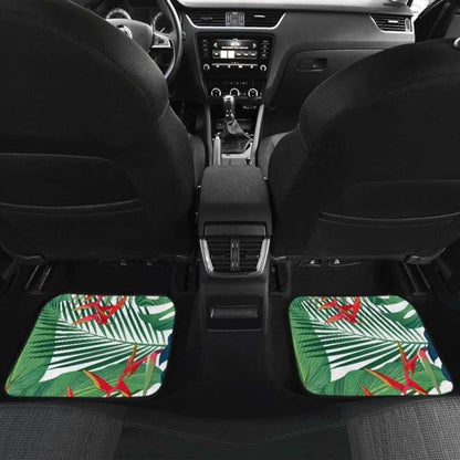 Heliconia Palm And Monstera Leaves Pattern Front And Back Car Mats 174914 - YourCarButBetter