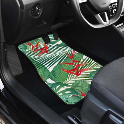 Heliconia Palm And Monstera Leaves Pattern Front And Back Car Mats 174914 - YourCarButBetter