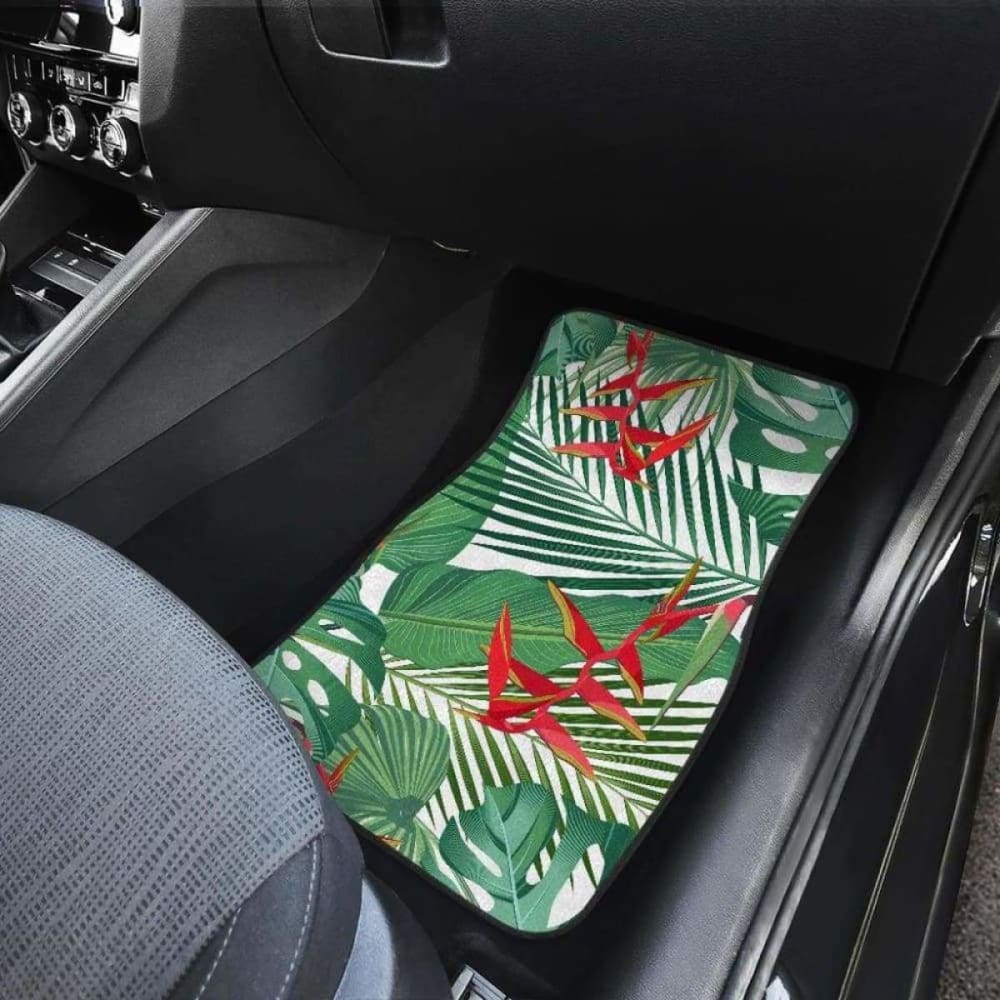 Heliconia Palm And Monstera Leaves Pattern Front And Back Car Mats 174914 - YourCarButBetter