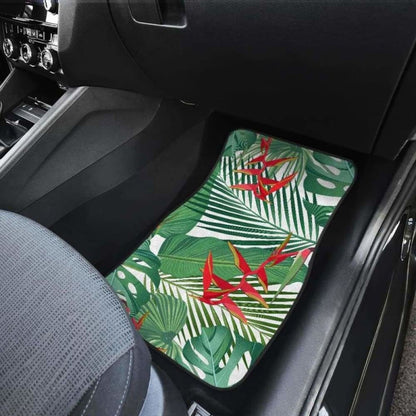 Heliconia Palm And Monstera Leaves Pattern Front And Back Car Mats 174914 - YourCarButBetter