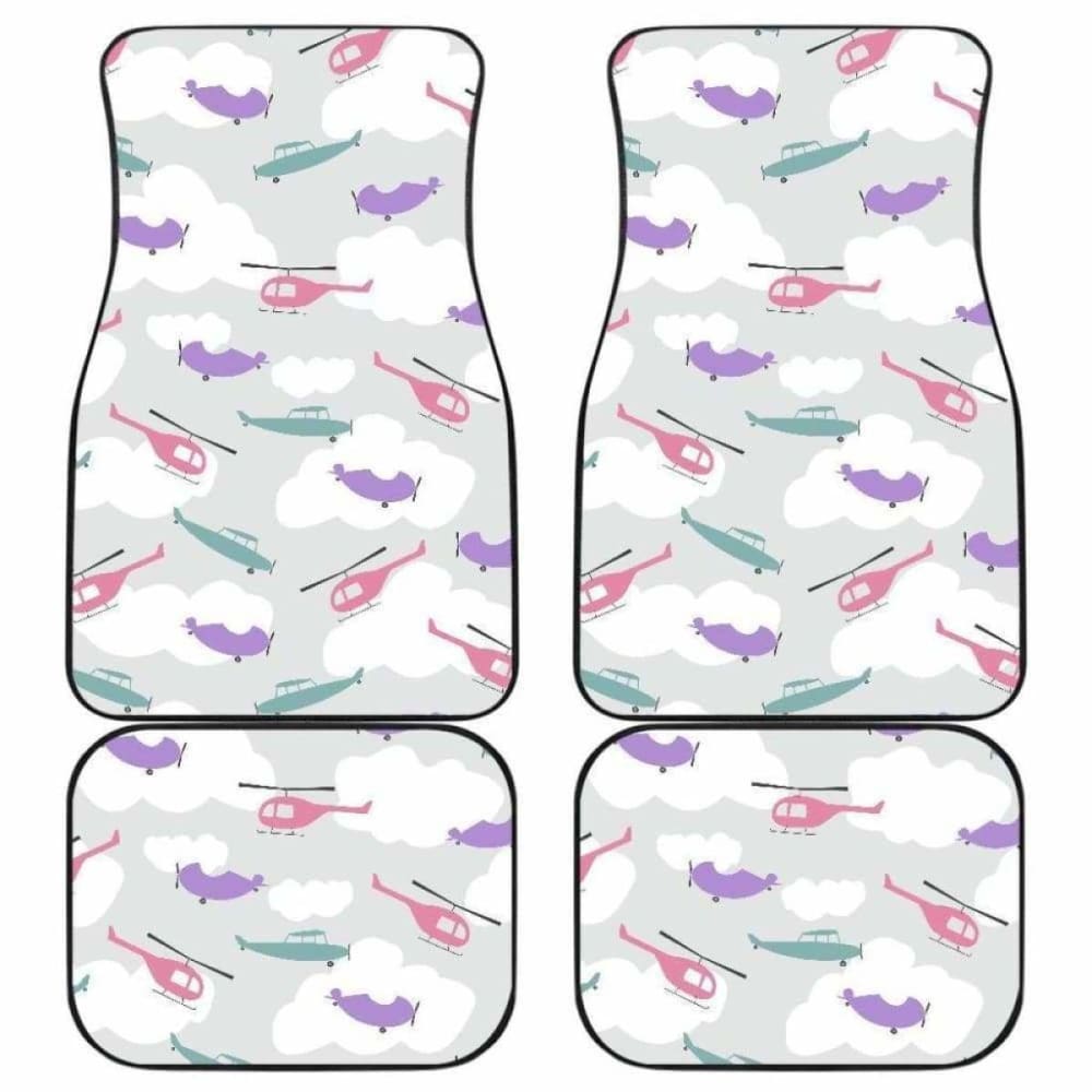 Helicopter Plane Pattern Front And Back Car Mats 174914 - YourCarButBetter
