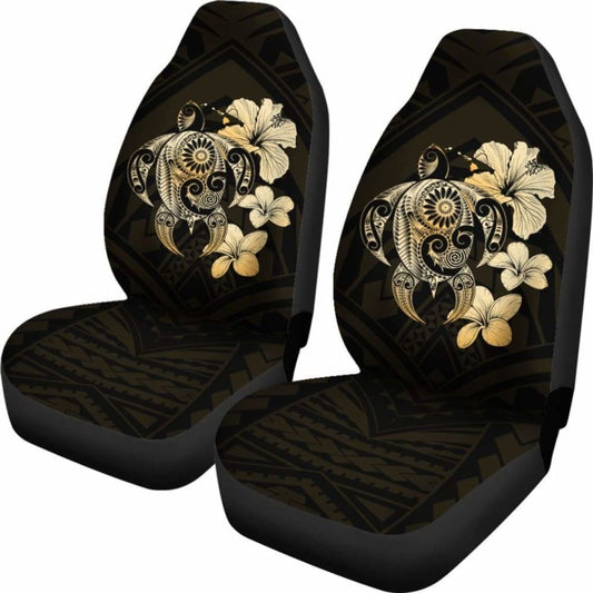 Hibiscus Plumeria Mix Polynesian Gold Turtle Car Seat Covers - New - Awesome 091114 - YourCarButBetter