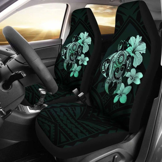 Hibiscus Plumeria Mix Polynesian Turquoise Turtle Car Seat Covers - New - Awesome 091114 - YourCarButBetter